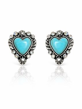 Turquoise Heart Stud Earrings